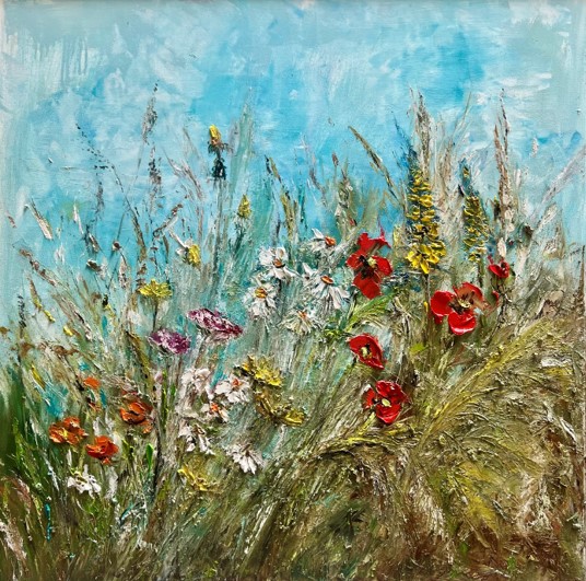 Gemälde mit Blumenwiese